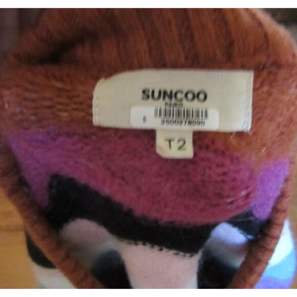 SUNCOO Paris Multicolor Wave Pattern Short Sleeve Sweater M - Picture 6 of 6